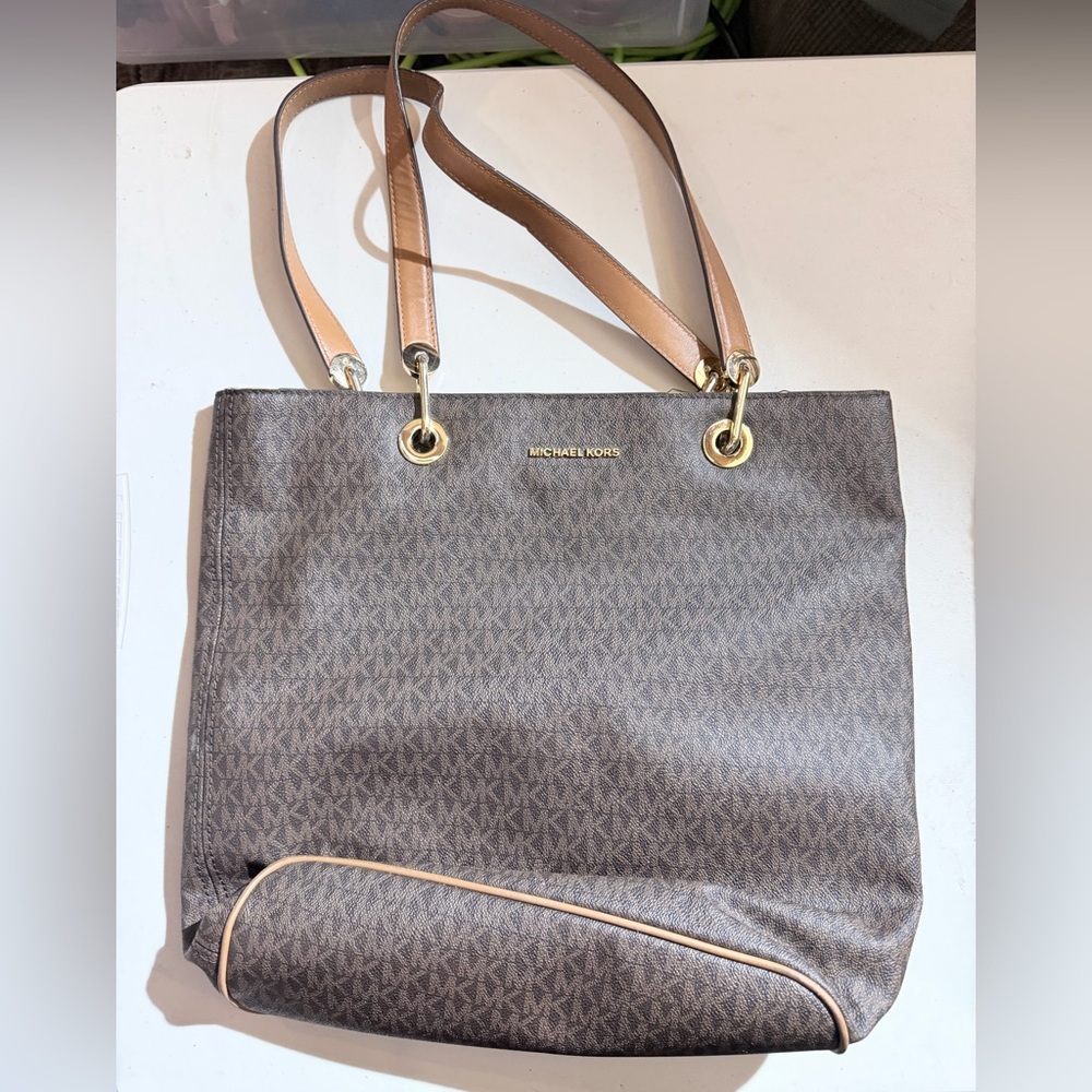 Michael Kors Tan and Brown Signature Tote